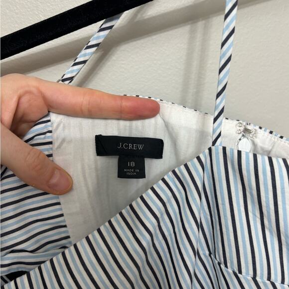 J. Crew Tie-Back Tiered Dress in Blue and White Stripe - Size 18 - Picture 4 of 7